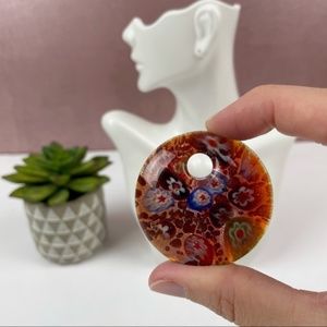 Colorful Agate Round Circle Pendant Necklace Women Jewelry